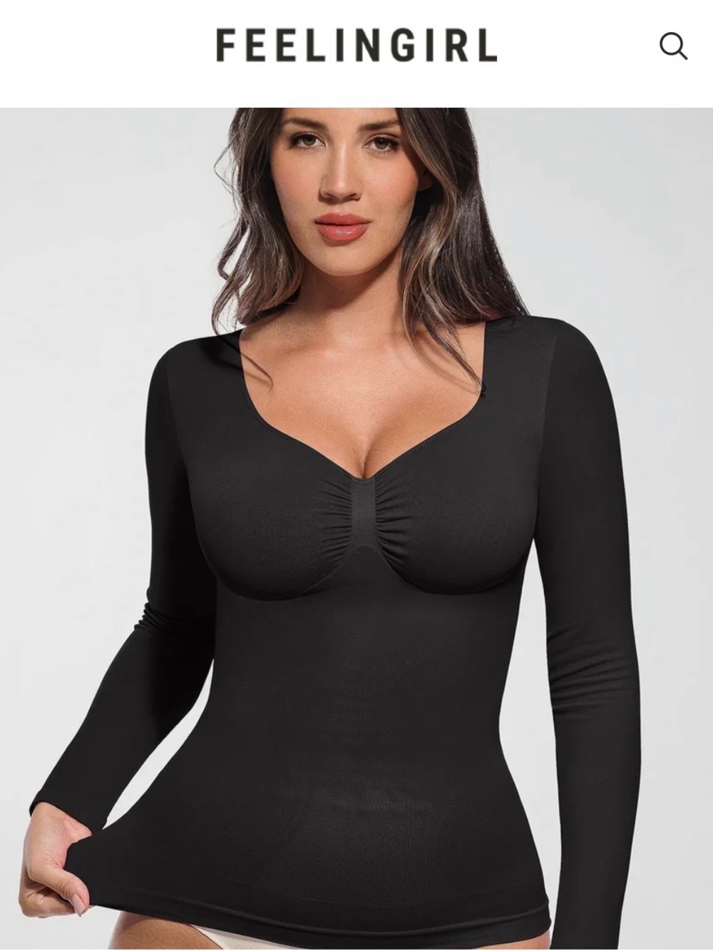 FEELINGIRL Black Long Sleeve Shaping Top